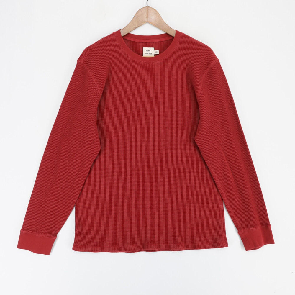 Flint and Tinder Waffle Thermal Crewneck Shirt Mens XL Red Long Sleeve Pullover